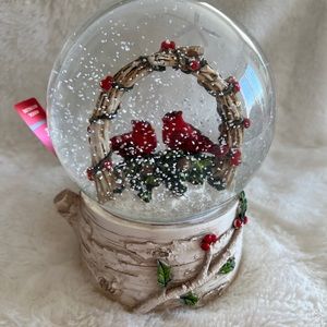 Martha Stewart Red Cardinals Wreath Musical Christmas Water Globe Snow Globe New